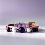 Amethyst crystal cat collar luxury leather - Veyra