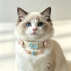 Aquamarine agate floral crystal cat collar - Veyra-2