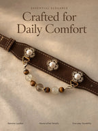 Layered bead arrangement of Tiger's Eye, Smoky Quartz, and Lemon Yellow crystal on pet jewelry