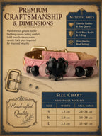 Size chart and dimensions guide for the Rose Noir crystal pet collar