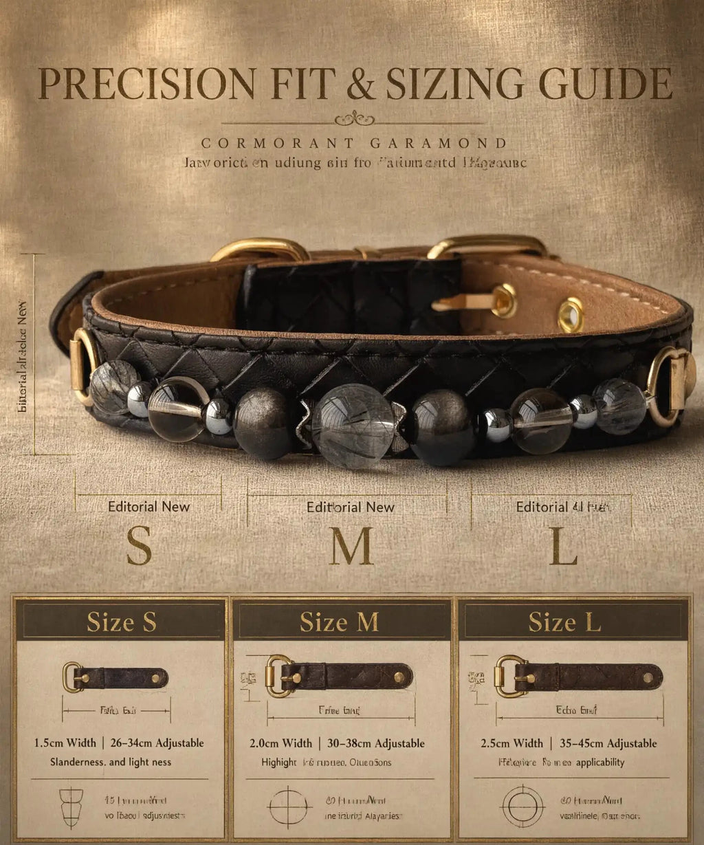 Pet collar size guide with adjustable neck measurements for small, medium, and large dogs and cats – Veyrapaw