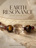 Top-down flat lay of tiger's eye and smoky quartz luxury crystal collar - Veyrapaw