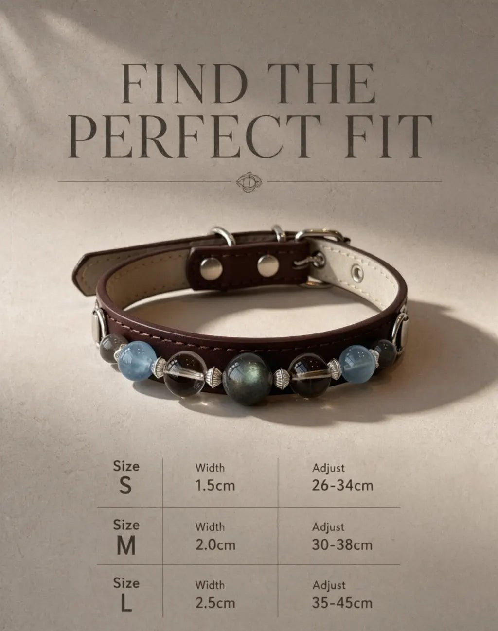 Pet collar size and fit guide with adjustable neck measurements for small, medium, and large pets - Veyrapaw