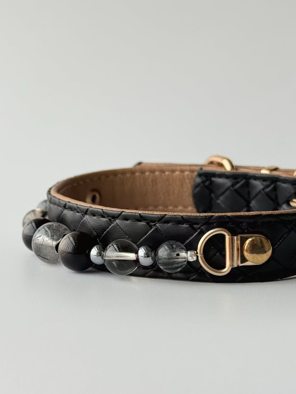 obsidian noir crystal pet collar on cat lifestyle photo